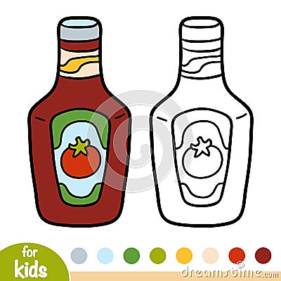 Coloring book, Ketchup pack Vector Illustration