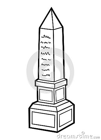 Coloring book for kids, Obelisk Vector Illustration