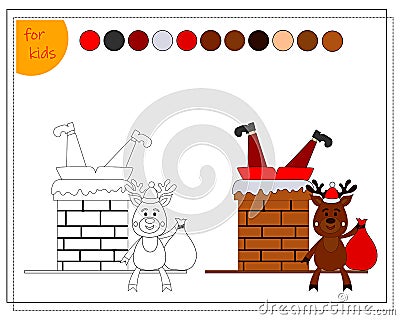 Coloring book for kids, Santa is stuck in a pipe. vector isolated on a white background Vector Illustration
