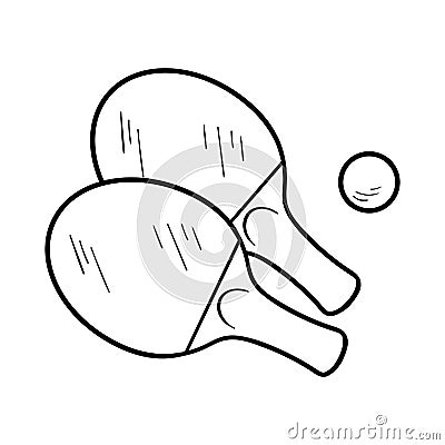 Coloring book for kids, Table Tennis Ping Pong Set Vector Illustration