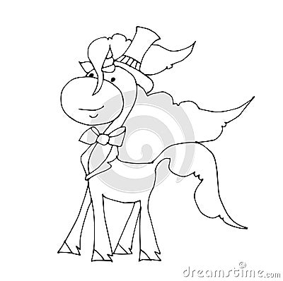 Coloring book for kids - unicorn. Black and white cute cartoon unicorns. Vector Illustration