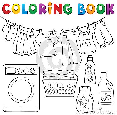 Coloring book laundry theme 2 Vector Illustration