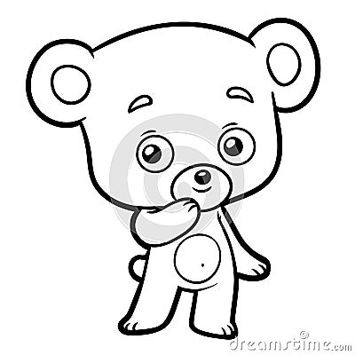 Coloring book, little Bear Vector Illustration