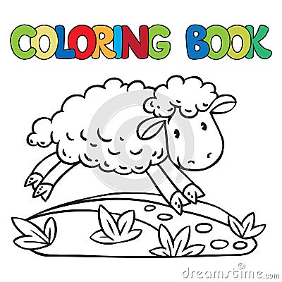 Coloring book of little funny sheep Stock Photo