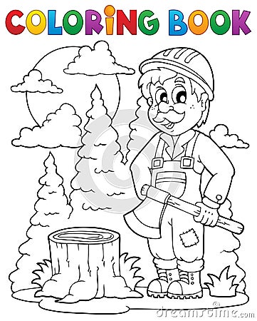 Coloring book lumberjack theme 1 Vector Illustration