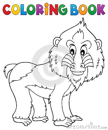 Coloring book mandrill theme 1 Vector Illustration