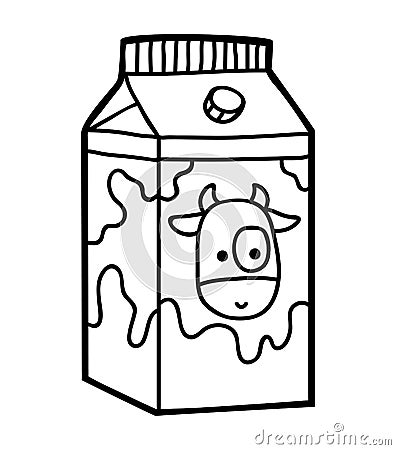 Coloring book, Milk box Vector Illustration