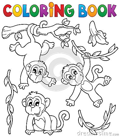 Coloring book monkey theme 1 Vector Illustration