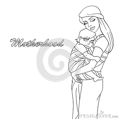 Coloring book Mother 3 Vector Illustration