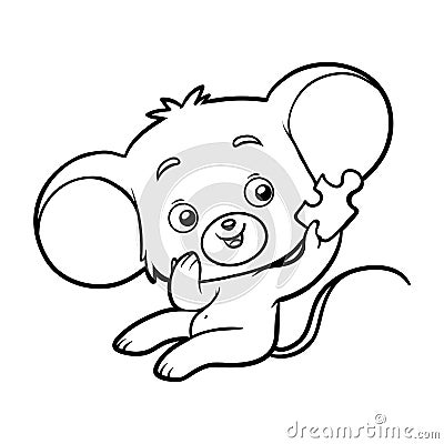 Coloring book, Mouse Vector Illustration