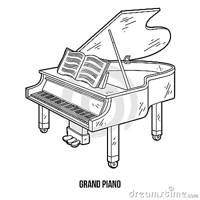 Coloring book: musical instruments (grand piano) Vector Illustration