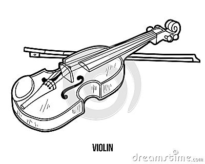 Coloring book: musical instruments (violin) Vector Illustration