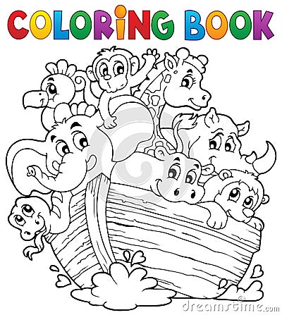 Coloring book Noahs ark theme 1 Vector Illustration