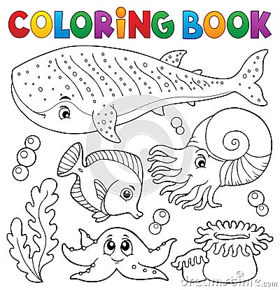 Coloring book ocean life theme 1 Vector Illustration