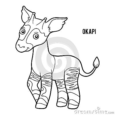 Coloring book, Okapi Vector Illustration