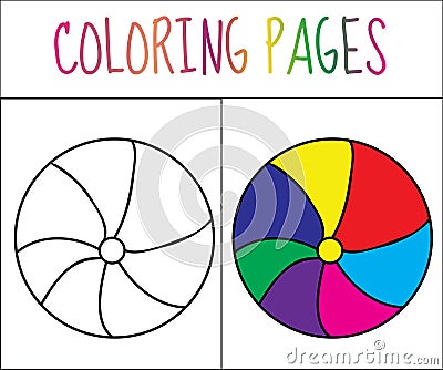 Coloring book page. Ball. Sketch and color version. Coloring for kids. Vector illustration Vector Illustration