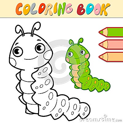 Coloring book or page for kids. caterpillar black and white vector Vector Illustration