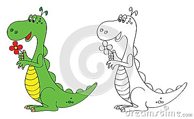 Coloring book page for kids: dinosaur Stock Photo