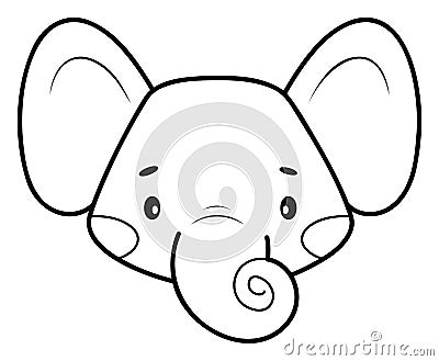 Coloring book or page for kids. Elephant black and white outline illustration Vector Illustration