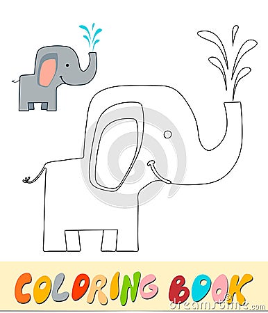 Coloring book or page for kids. Elephant black and white vector illustration Vector Illustration