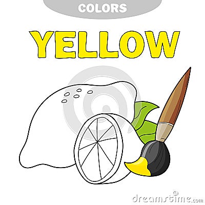Coloring book page for preschool children with outlines of lemon - yellow color Vector Illustration