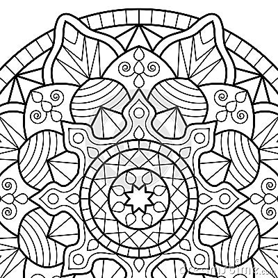 Coloring book pages. Mandala. Indian antistress medallion Vector Illustration