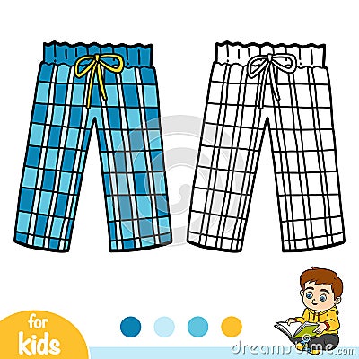 Coloring book, Pajama pants Vector Illustration