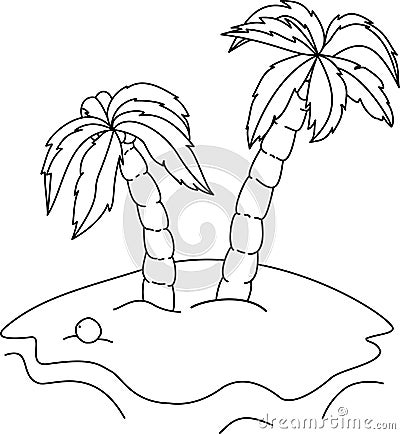 Coloring book palm trees Vector Illustration