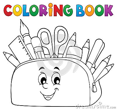 Coloring book pencil case theme 2 Vector Illustration