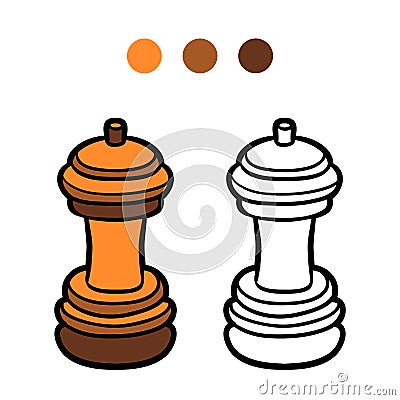 Coloring book, Pepper mill Vector Illustration