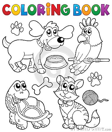 Coloring book with pets 3 Vector Illustration