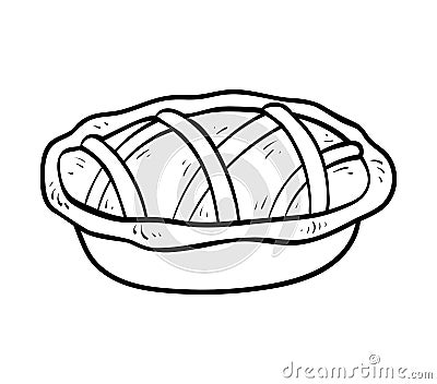 Coloring book, Pie Vector Illustration