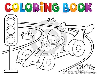 Coloring book racing car theme 1 Vector Illustration
