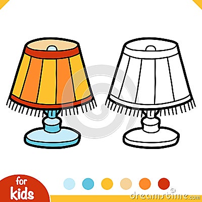 Coloring book, Reading lamp with lampshade Vector Illustration