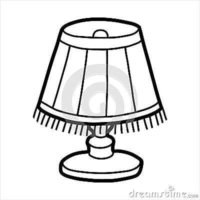 Coloring book, Reading lamp with lampshade Vector Illustration