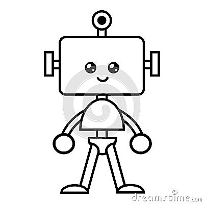 Coloring book, Robot Vector Illustration