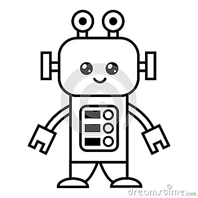 Coloring book, Robot Vector Illustration