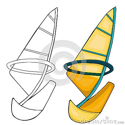 Coloring book sail. Cartoon style. Clip art for children. Vector Illustration