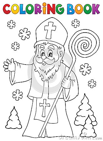 Coloring book Saint Nicholas topic 1 Vector Illustration