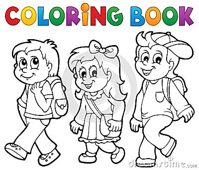 Coloring book school kids theme 2 Vector Illustration