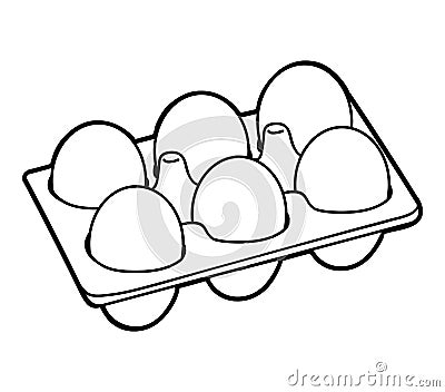Coloring book, Six chicken eggs Vector Illustration