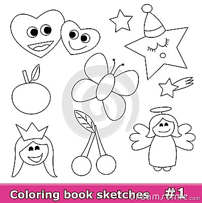 Coloring book sketches, part 1 Stock Photo