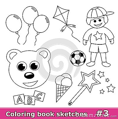 Coloring book sketches, part 3 Stock Photo