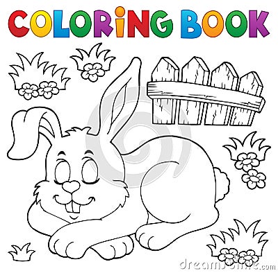 Coloring book sleeping bunny theme 1 Vector Illustration