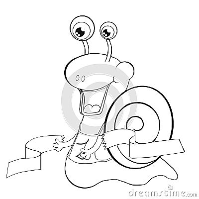 Coloring book Snail runner. Cartoon style. Clip art for children. Vector Illustration