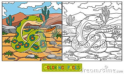 Coloring book (snake) Vector Illustration