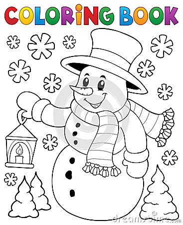 Coloring book snowman topic 2 Vector Illustration