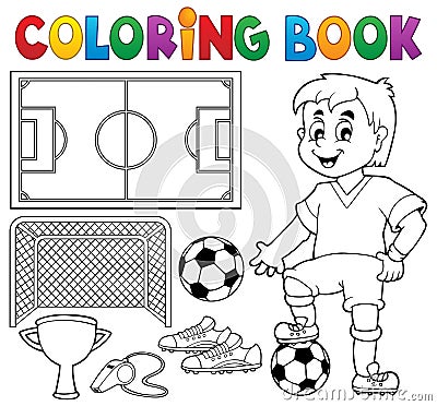 Coloring book soccer theme 1 Vector Illustration