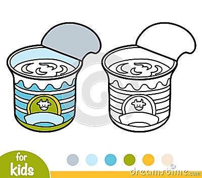 Coloring book, Sour cream Vector Illustration