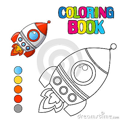 Coloring book with spaceship Vector Illustration